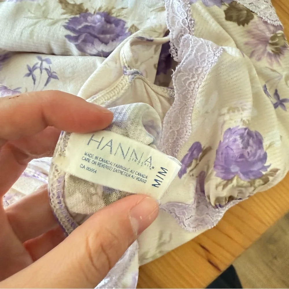 Hanna Babydoll Top Floral Butter Yellow Purple Slip Coquette Bow Detail Dainty M - Picture 7 of 9